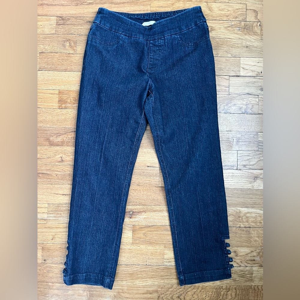 Soft Surroundings Women’s Tummy Control Dark Wash Cropped Stretch Jeans